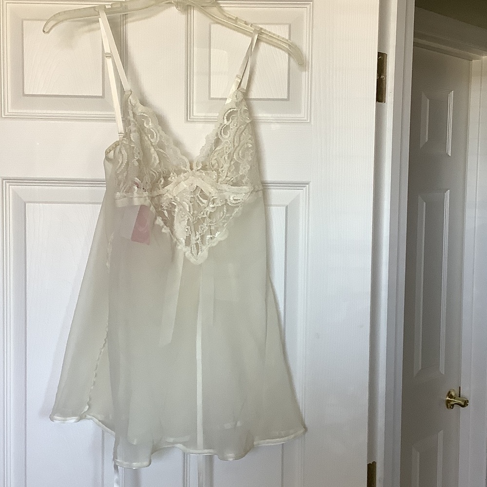 Sheer Cream Lace Chemise with panties
